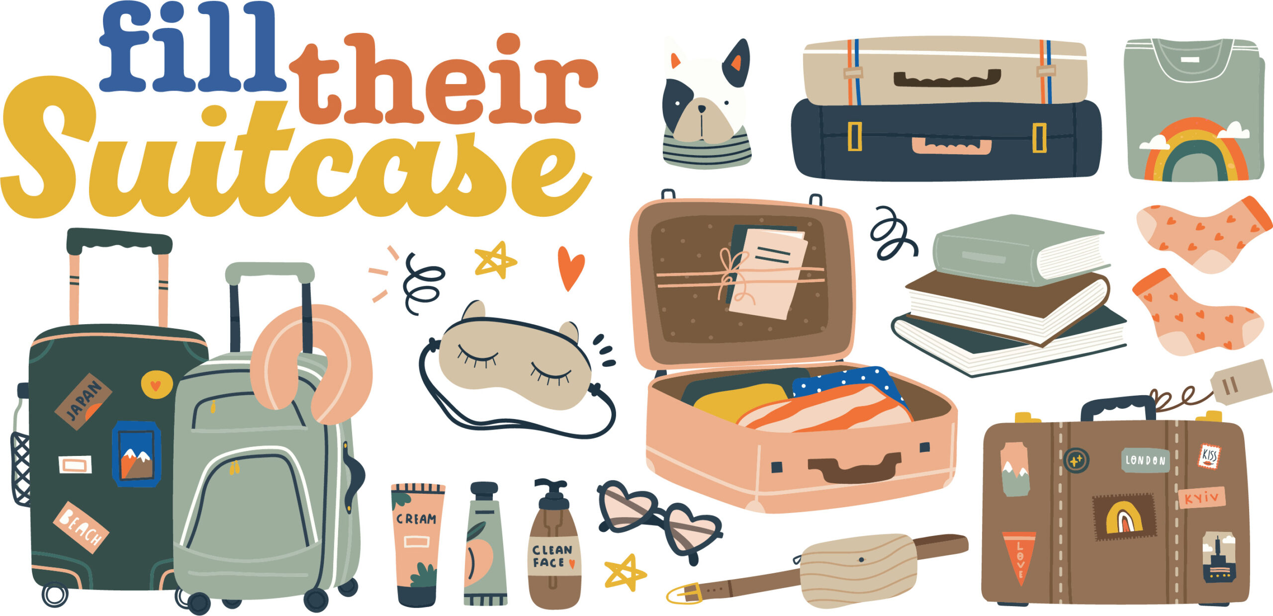 Travel Blog Header Image filled with travel items